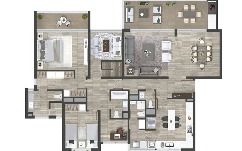 DEPTO140 M2 + ZOCALO 2 dormitorios